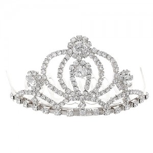 Small Tiara - 12 PCS w/ Comb - Clear Crystal Stones - TA-60579CR-S