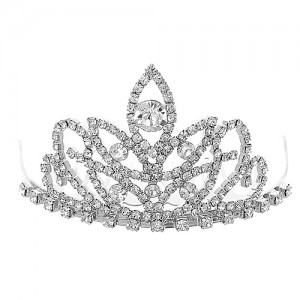 Small Tiara - 12 PCS w/ Comb - Clear Crystal Stones - TA-60580CR-S