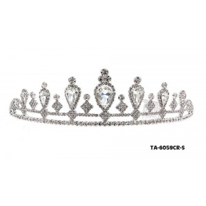 Tiara - 12 PCS w/ Side Comb - Clear Crystal Stones – TA-60590CR-S