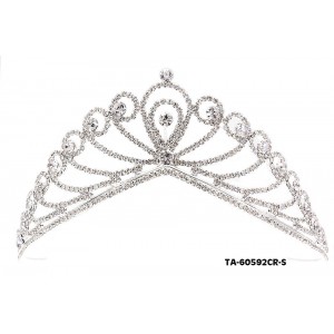 Tiara - 12 PCS w/ Side Comb - Clear Crystal Stones - TA-60592CR-S 