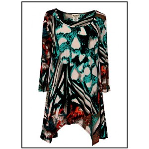 12 PCS Tunics Tops with 3/4 Sleeves, Abstract Print – Multi - ATP-TT8714