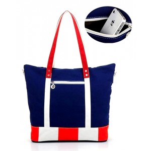 USA Flag Print Canvas Tote - BG-US001BL