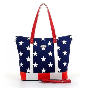 USA Flag Print Canvas Tote - BG-US001BL