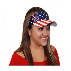 Visor Caps – 12 PCS USA Flag Print Cotton Twill - HT-4024