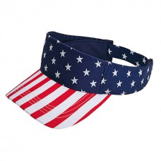 Visor Caps – 12 PCS USA Flag Print Cotton Twill - HT-4024