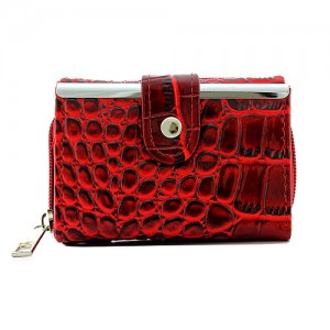 Wallet - 12 pcs Tri-Fold Wallets - Croc Embossed - Red - WL-197AL-RD