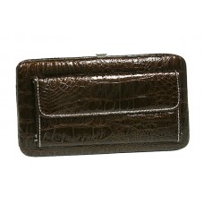 Wallet - 12 pcs Leather Like Flat Wallets w/ Croc Embossed - Brown - WL-AL121LPBN