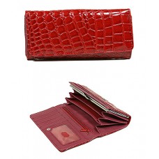 Wallet - 12 pcs Shinny Croc Embossed w/ Twisted Closure Pocket - Red - WL-AL240RD