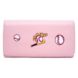 Wallet - 12 pcs Embroidered Baseball Theme - Pink - WL-EBB030WBPK