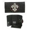 Wallet - 12 pcs Fleur de Lis Charm Wallet - Black - WL-W129BK