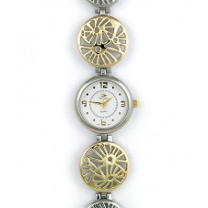 Watch – 12 PCS Lady Watches - Filigri Carving Disc Links Band - Silver/Gold - WT-L80617TT