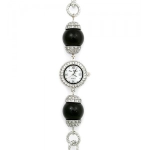 Watch – 12 PCS Bracelet Watches - Pearl Like Links Band - WT-L80626BK