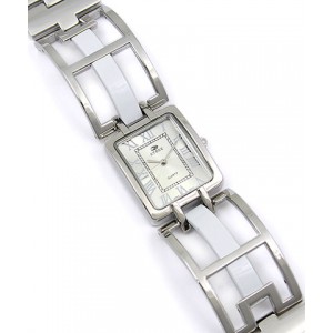 Watch – 12 PCS Lady Watches - Chrome Square Link Band- White - WT-L80639WT