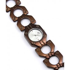 Watch – 12 PCS Lady Watches - Hexagon Metal Link Band- Brown - WT-L80651BN