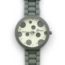 Watch – 12 PCS Lady Watches - Slicone Band w/ Polka Dots Dial - Gray -WT-MN8038P-GY