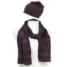 Hat & Scarf Set - 12-set Knitted Stripes Set – HTSF-TO103PLGY