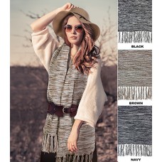 Scarf - 12 PCS Knitted Shawl/ Wrap with Fringes – SF-14KS-188