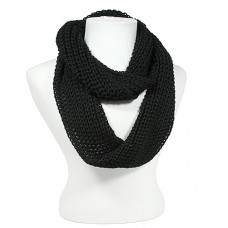 Scarf - 12 PCS Infinity Knitted Scarf - Black - SF-S1295A-BK