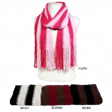 Scarf - 12 PCS Two-Tone Knitted Striped Printl Scarf – SF-CFM