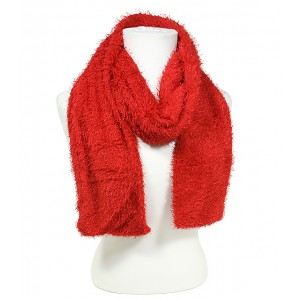 Scarf - 12 PCS Chenille -Red Color - SF-S1325RD