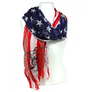 Scarf - 12 PCS USA Flag Print w/Skull Prints - SF-S2157