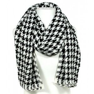 Scarf - 12 PCS Houndstooth Print - White - SF-TSF51489WH