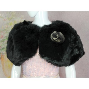 Scarf - 12 PCS Faux Fur W/Rabbit Fur Brooch - Black – SF-BF001BK