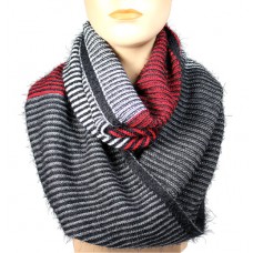 Infinity Scarf - 12 PCS Multi Color Stripes - Gray/Red/White Color – SF-16832GYRDWT