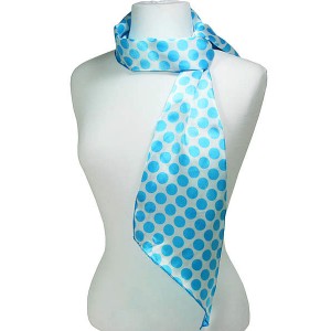 Sash Scarf - 12 PCS Polka Dots Print - TQ Blue - SF-CFB22304