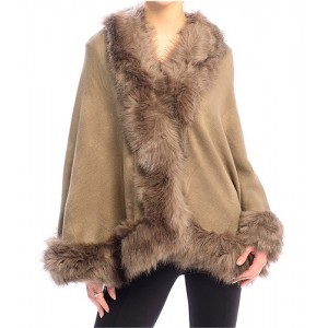 Poncho/ Shawl - 12 PCS Fur Trim - SF-FW512KHA